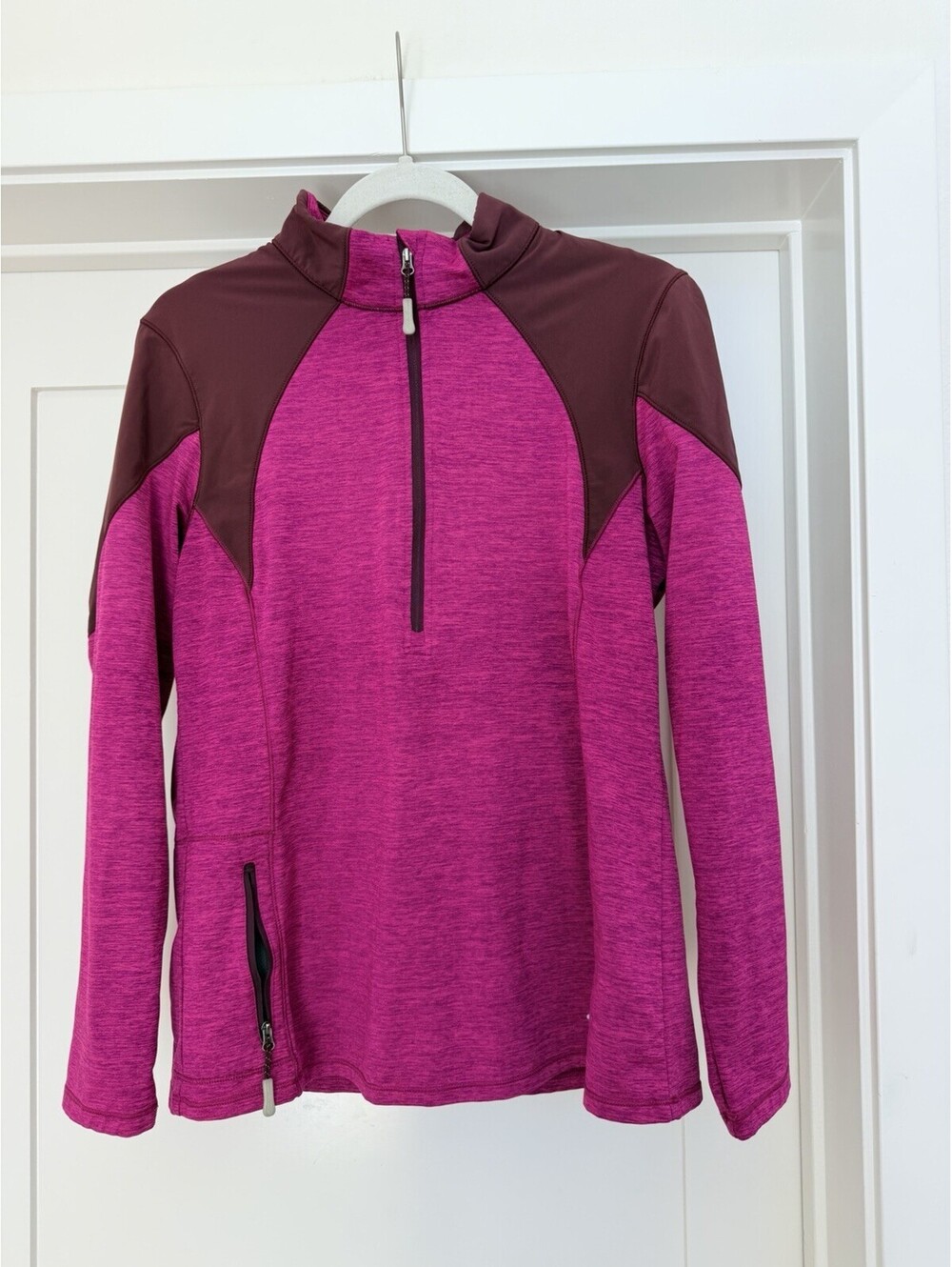 Eddie Bauer FreeHeat 1/4 Zip Pullover Jacket L Purple Tech Knit Gorpcore Top